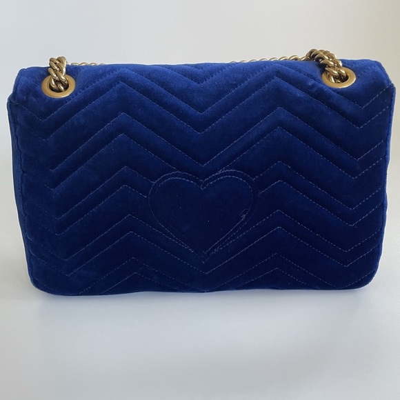 GUCCI | MARMONT MED. VELVET BAG | BLUE - Picture 14 of 14